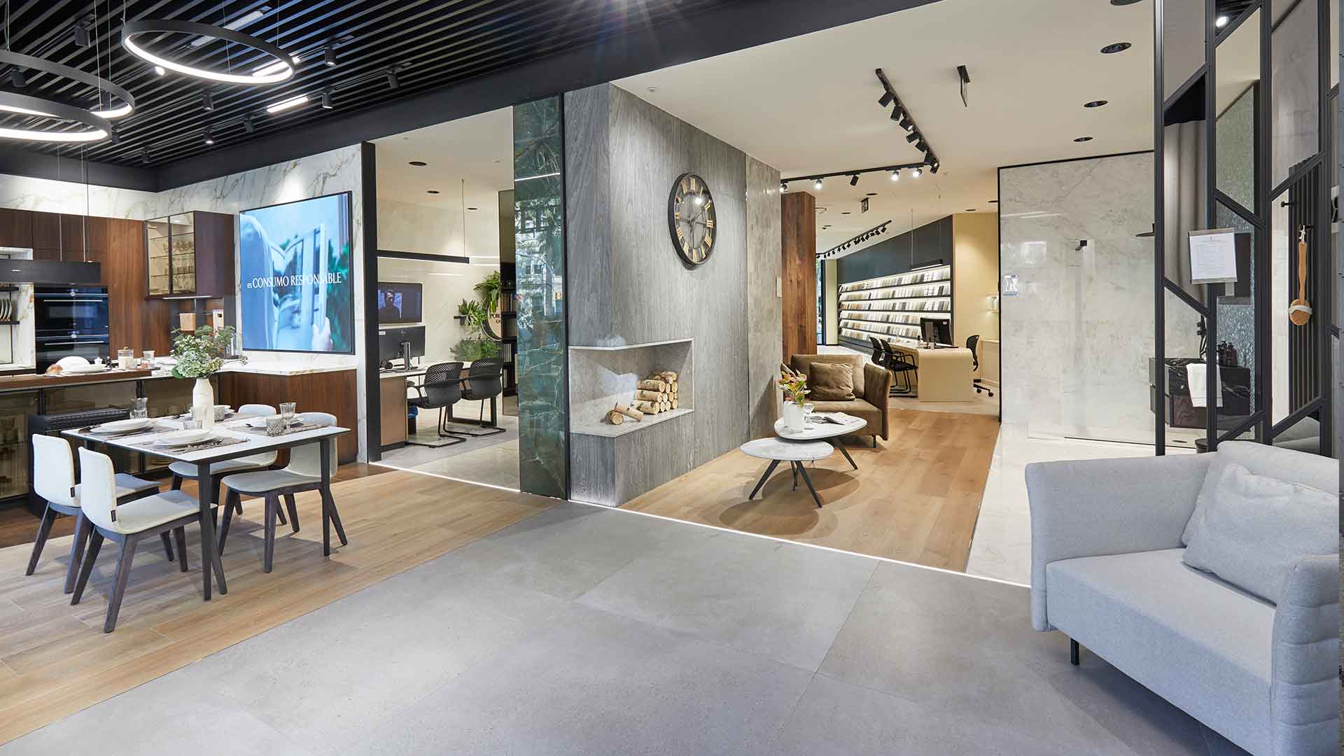 Porcelanosa has commissioned Grup Idea and Abessis to implement and build a new showroom on Avenida Diagonal in Barcelona.